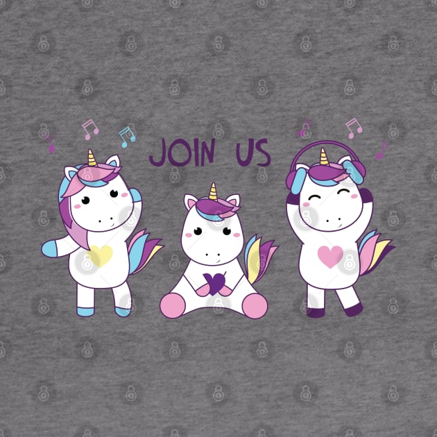 Join us - three baby unicorns by grafart